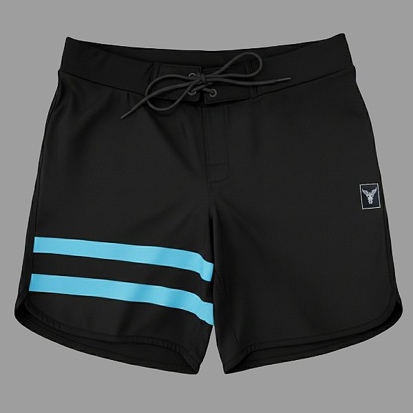 Bermuda Men's Physique Curta Preta com Listras Blue Sky
