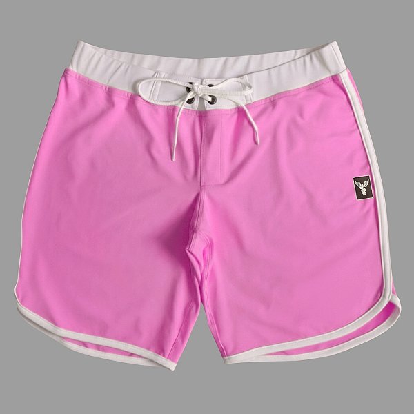 Bermuda Men's Physique Curta Rosa Claro com Branco