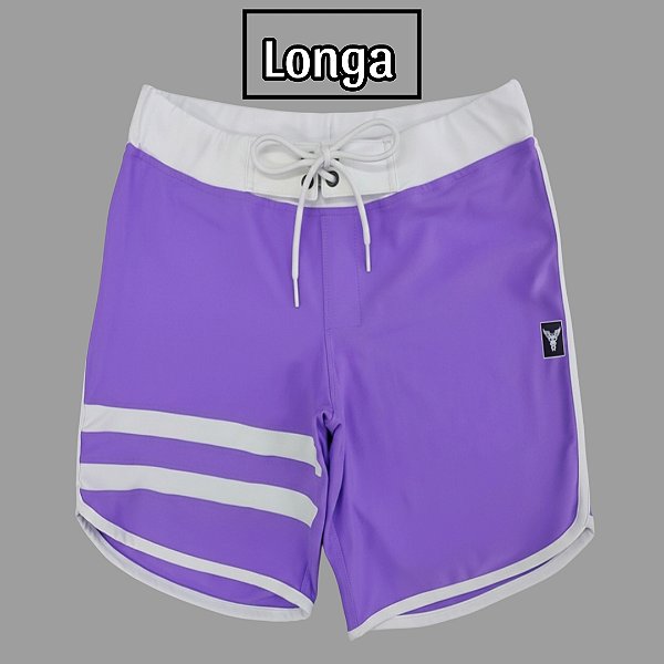 Bermuda Men's Physique Longa Lilás com Branco e Listras