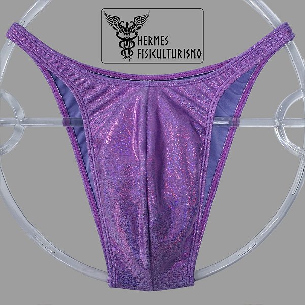 Sunga Bodybuilder Lilás Brilhante Holográfica - Corte Pró
