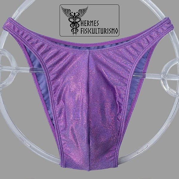Sunga Bodybuilder Lilás Brilhante Holográfica - Corte Tradicional