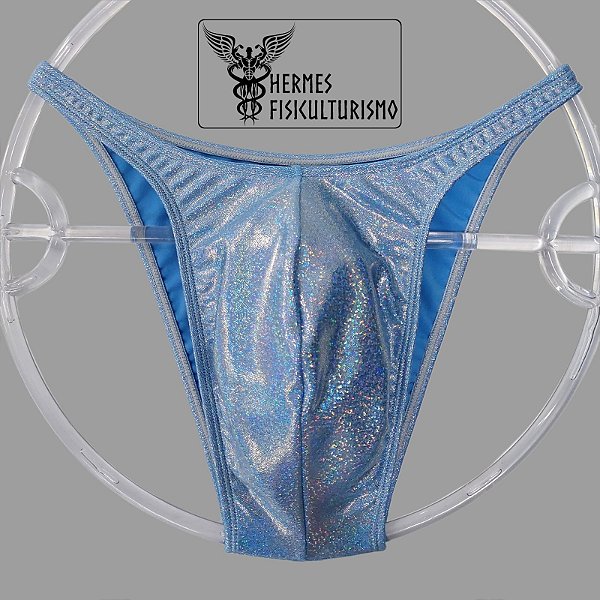 Sunga Bodybuilder Azul Bebê Brilhante Holográfica - Corte Pró