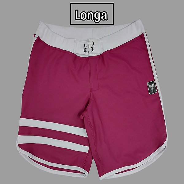 Bermuda Men's Physique Longa Cereja com Branco e Listras