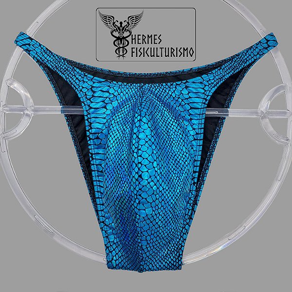 Sunga Bodybuilder Turquesa Escama de Cobra - Corte Pró