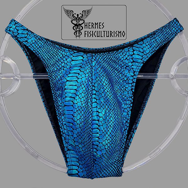 Sunga Bodybuilder Turquesa Escama de Cobra - Corte Tradicional
