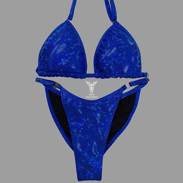 Biquíni Fit Model NPC – Azul Real Holográfico