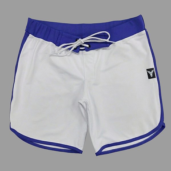 Bermuda Men's Physique Curta Branca com Azul Royal