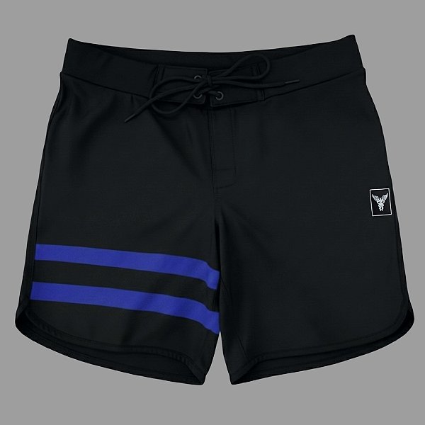 Bermuda Men's Physique Curta Preta com Listras Azul Royal