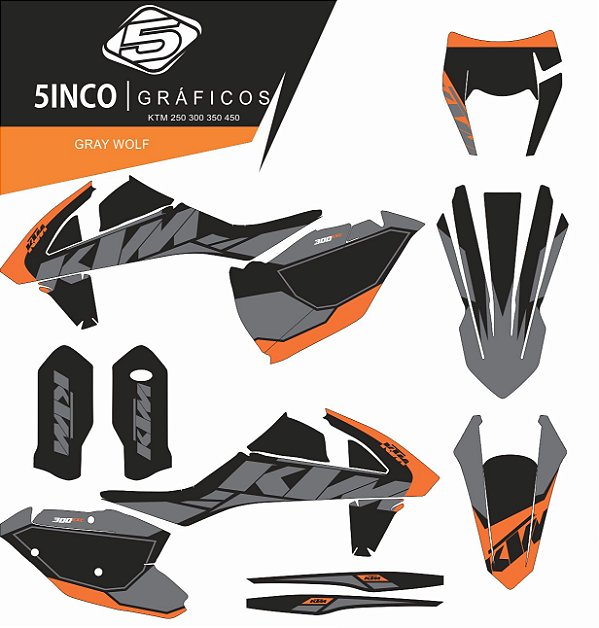 Kit Adesivo 3M Gray Wolf  KTM 350 EXC-F 2018