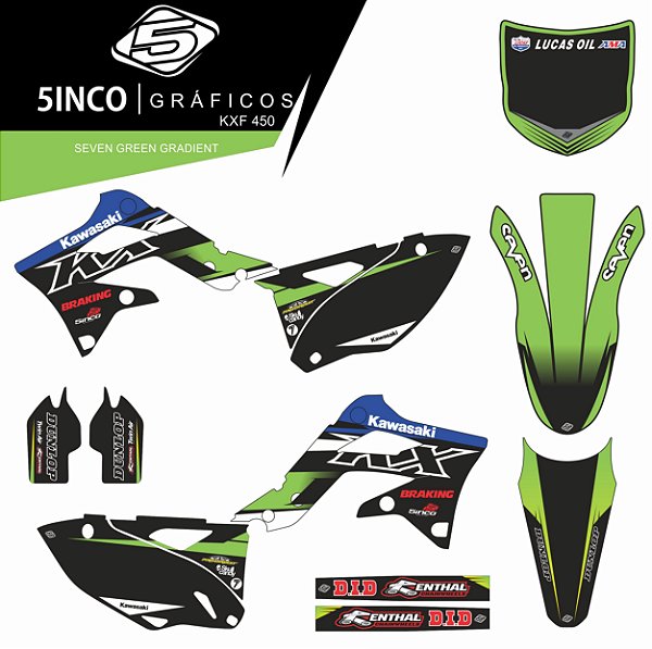 Kit Adesivo 3M Seven Green Gradient KXF 450