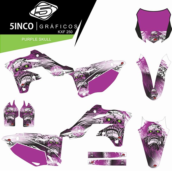 Kit Adesivo 3M  Purple Skull KXF 250