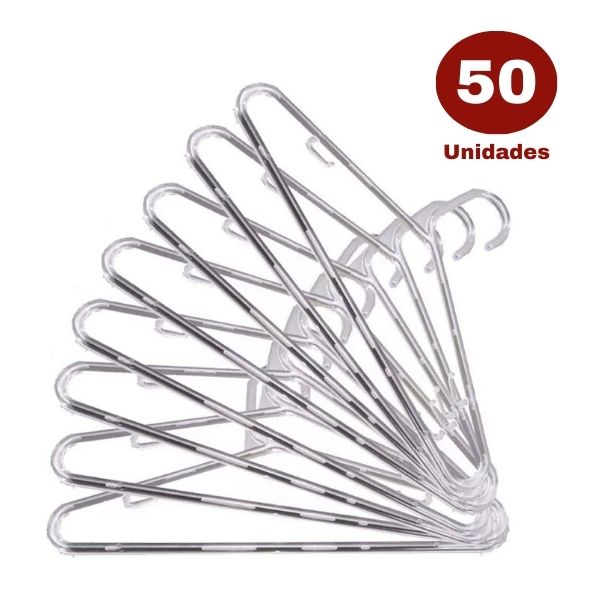 Cabide Fixo Fino em Acrílico- Kit 50 Unidades