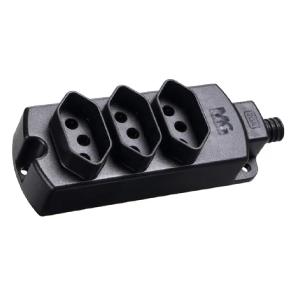 Tomada Múltipla Tripla 2P+T 20A Preto Margirius