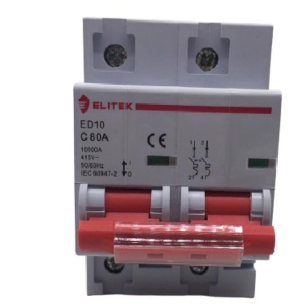Disjuntor Bipolar Curva C 80A 10kA ED102C80A – Elitek