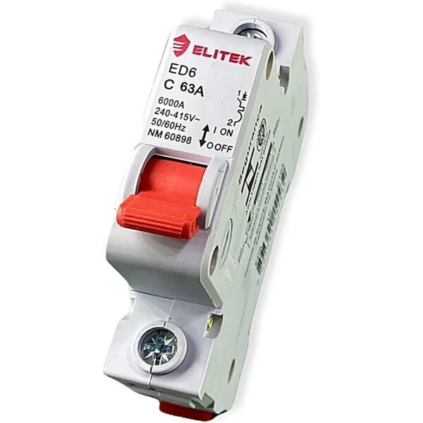 Disjuntor Unipolar Curva C 63A 6kA ED61C63A – Elitek