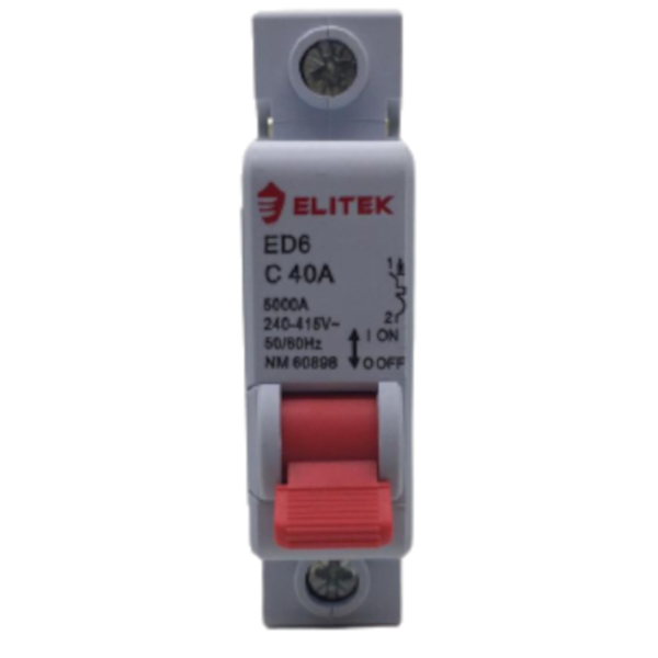 Disjuntor Unipolar Curva C 40A 6kA ED61C40A – Elitek