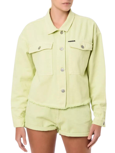 Calvin Klein Jaqueta Fem Overshirt Color Cropped Verde Lima OC021