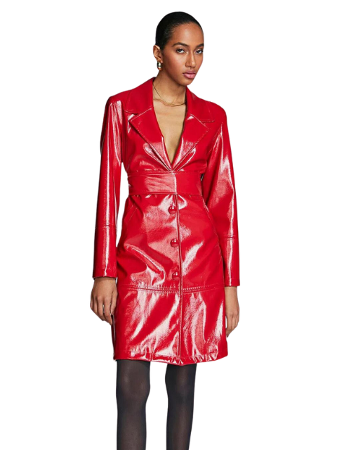 Morena Rosa Trench Coat Com Bolso Vermelho 117930