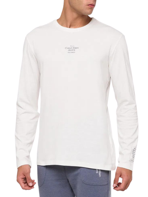 Calvin Klein Camiseta Manga Longa Masculina Selo Sustainable Off White TL842