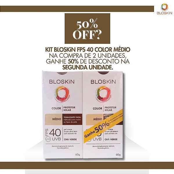 PROMOÇÃO KIT BLOSKiN FPS 40 COLOR MÉDIO