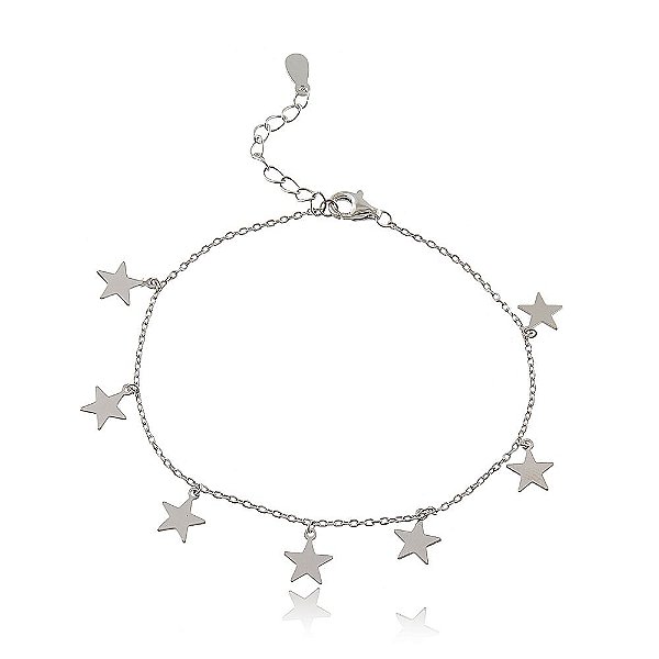 Pulseira Prata 925 Estrelas Chapa Lisa
