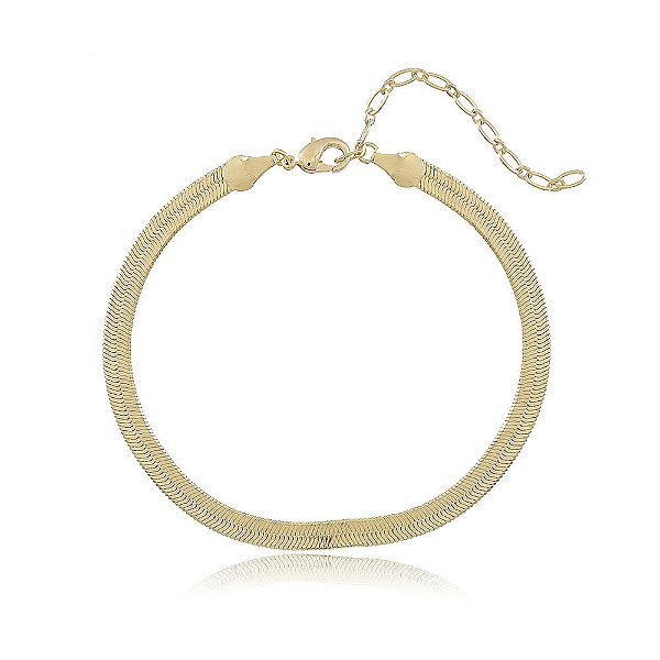 Pulseira Banhada Fio Diamantado Serpente Grossa