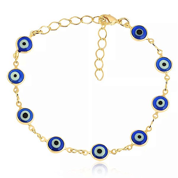Pulseira Banhada Olho Grego Inteira