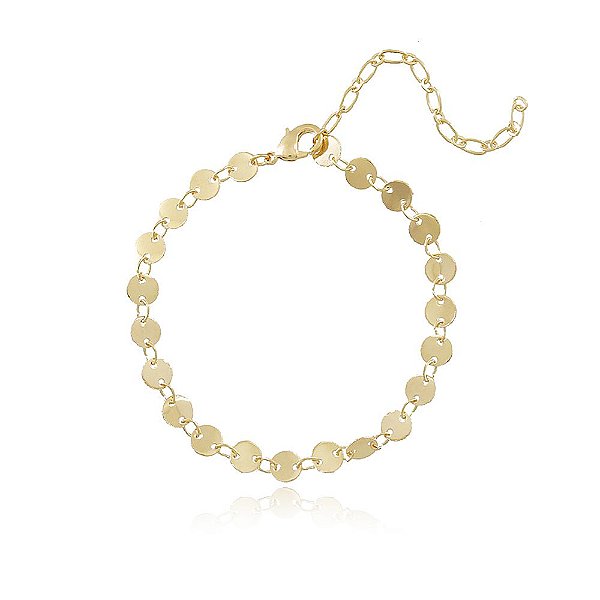 Pulseira Banhada Elo com Chapinhas Lisas