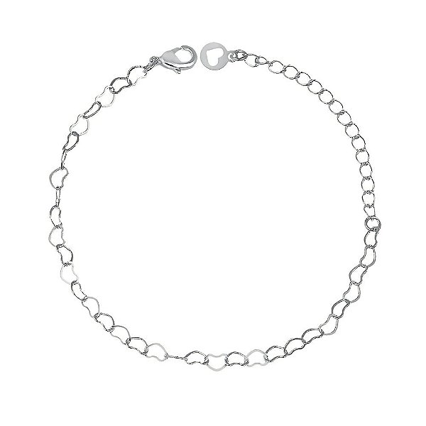 Pulseira Ródio Branco Chuva de Corações