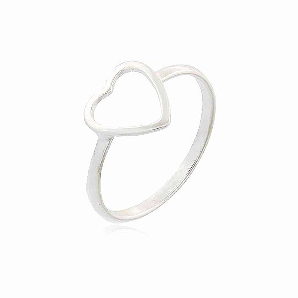 Anel Prata 925 Coração Vazado
