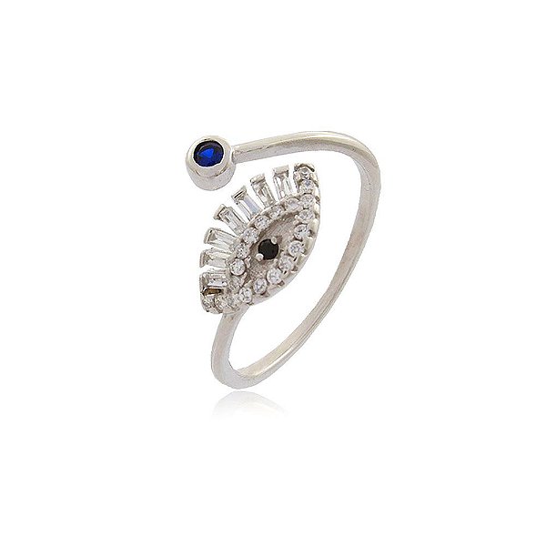 Anel Prata 925 Olho Grego Cravejado com Zircônias