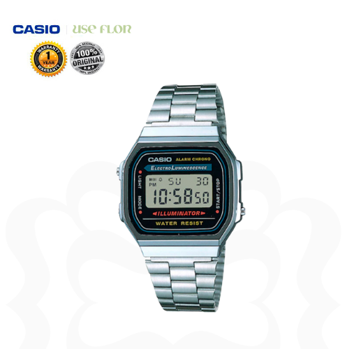 Relógio Casio Vintage Prata Caixa Tradicional A168WA-1WDF