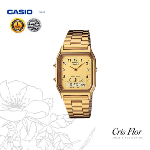 Relógio Casio Analógico Numeral Dourado AQ-230GA-9BMQ