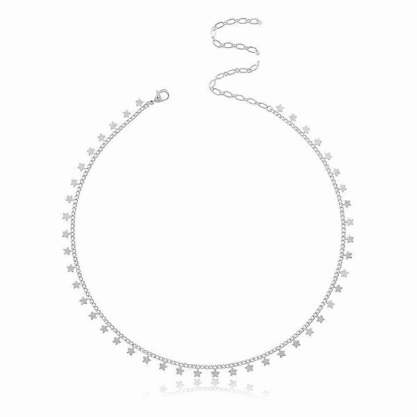 Colar Ródio Branco Estrelas Mini