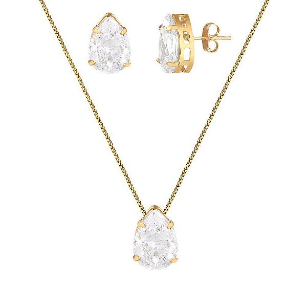 Conjunto Banhado Gota de Zircônia