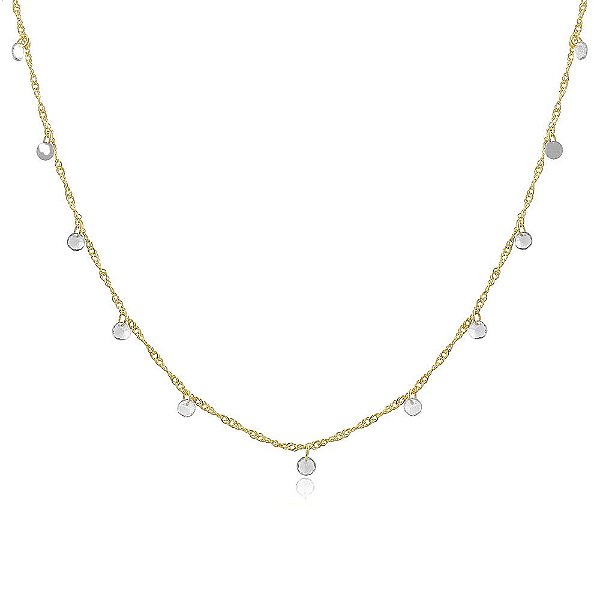 Colar Banhado Choker com Cristais Pendurados