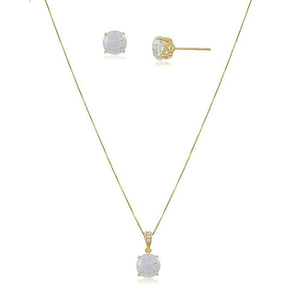 Conjunto Banhado Ponto de Luz de Zircônia