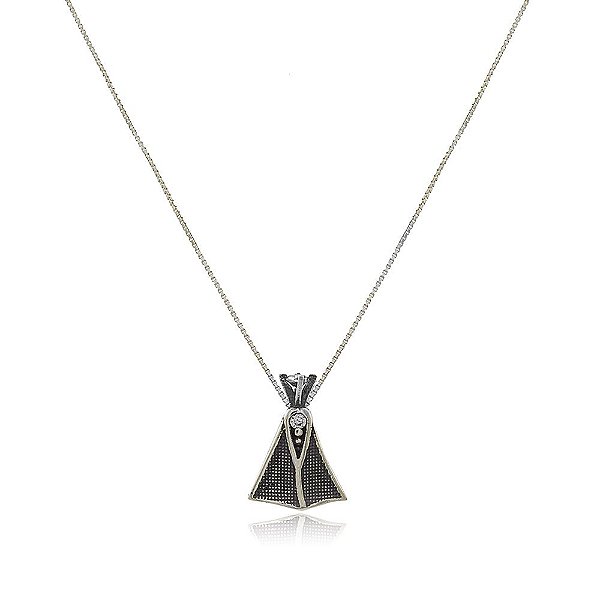 Colar Prata 925 Nossa Senhora com Coroa de Zircônia Branca