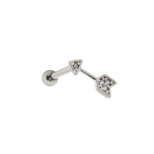 Brinco Prata 925 Piercing Seta Cravejada com Zircônia