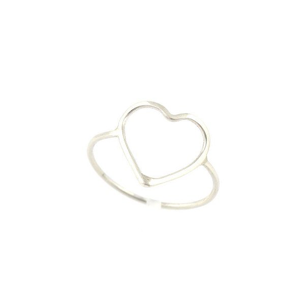 Anel Prata 925 Coração Vazado