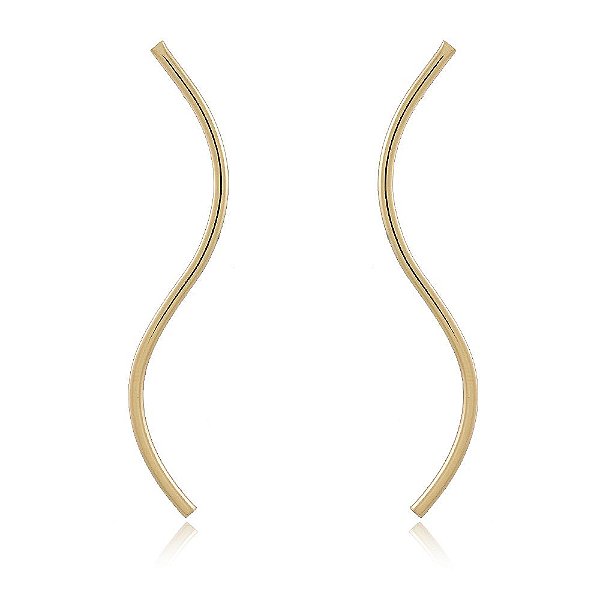 Brinco Banhado Palito Fino em "S" Liso