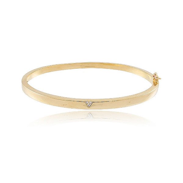 Pulseira Bracelete Banhado Fio Quadrado com V em Zircônia