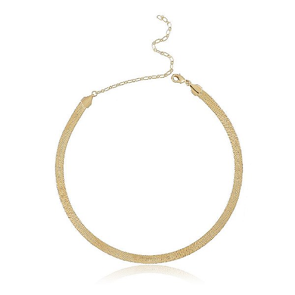 Colar Choker Banhado Fio Diamantado Serpente Super Grossa