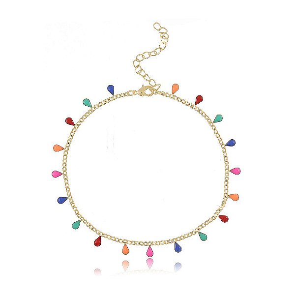 Tornozeleira Banhada Gotinhas Coloridas