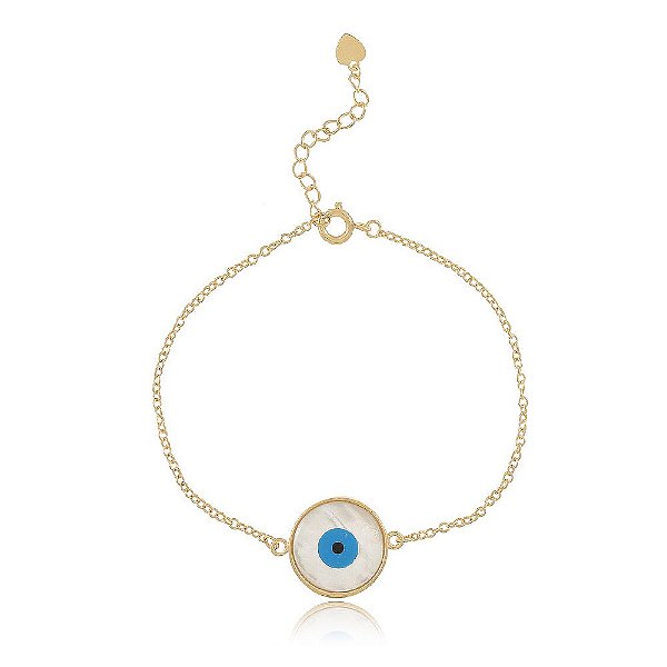 Pulseira Banhada Olho Grego Madre Pérola