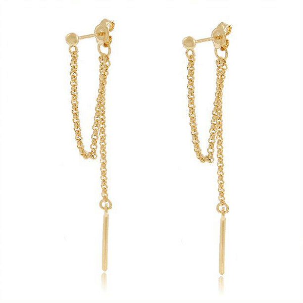 Brinco Banhado Dourado Correntinha com Tarracha