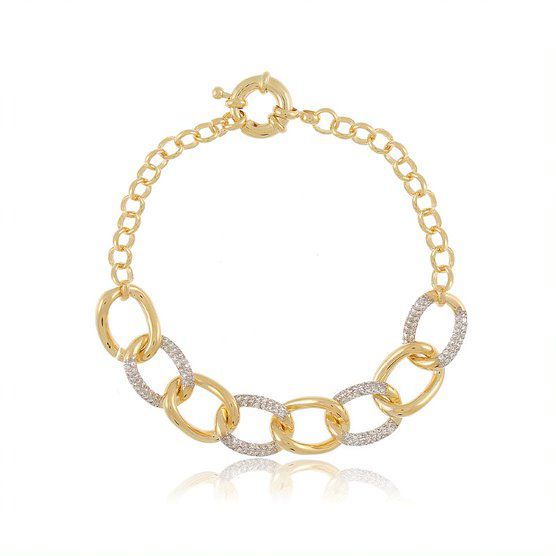 Pulseira Banhada Correntes Douradas com Zircônias