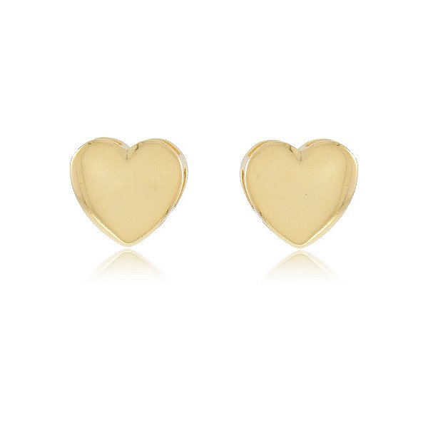 Brinco Banhado Dourado Coração Médio