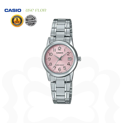 Relógio Casio Prata Fundo Rosa LTP-V002D-4BUDF