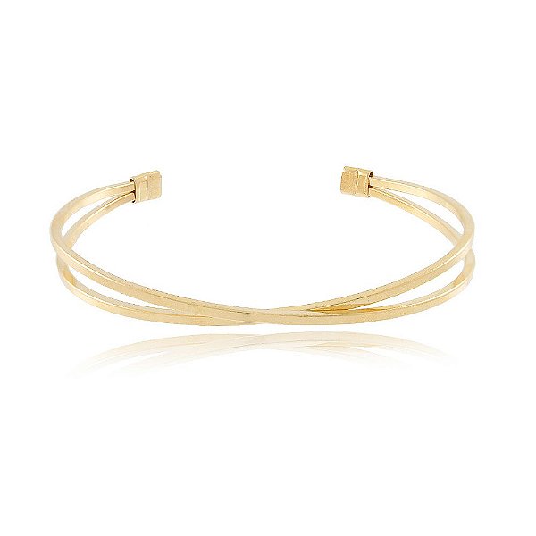 Pulseira Bracelete Banhado X Duplo Liso